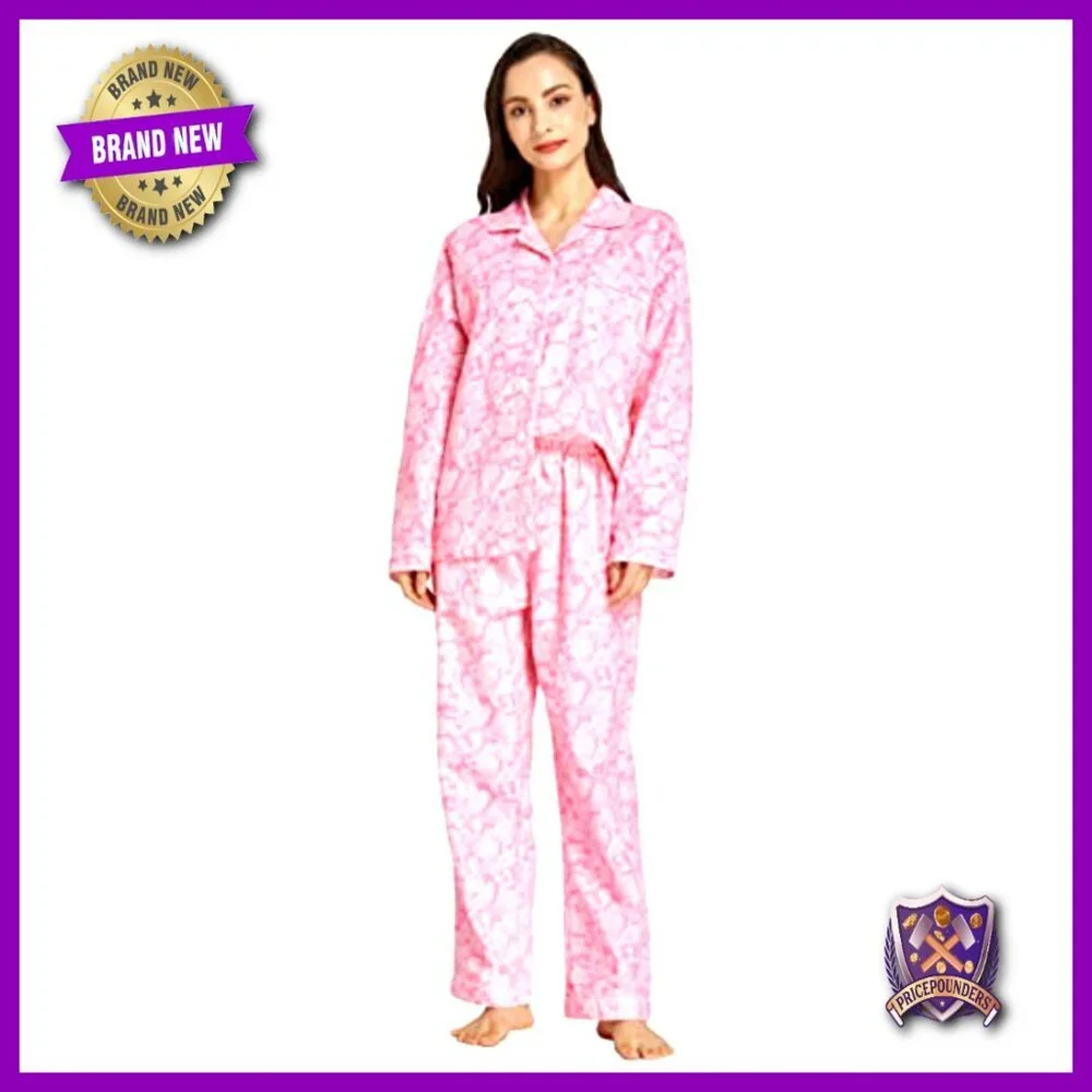 Women's Cotton Flannel Pajama Set Long Sleeve Button Down